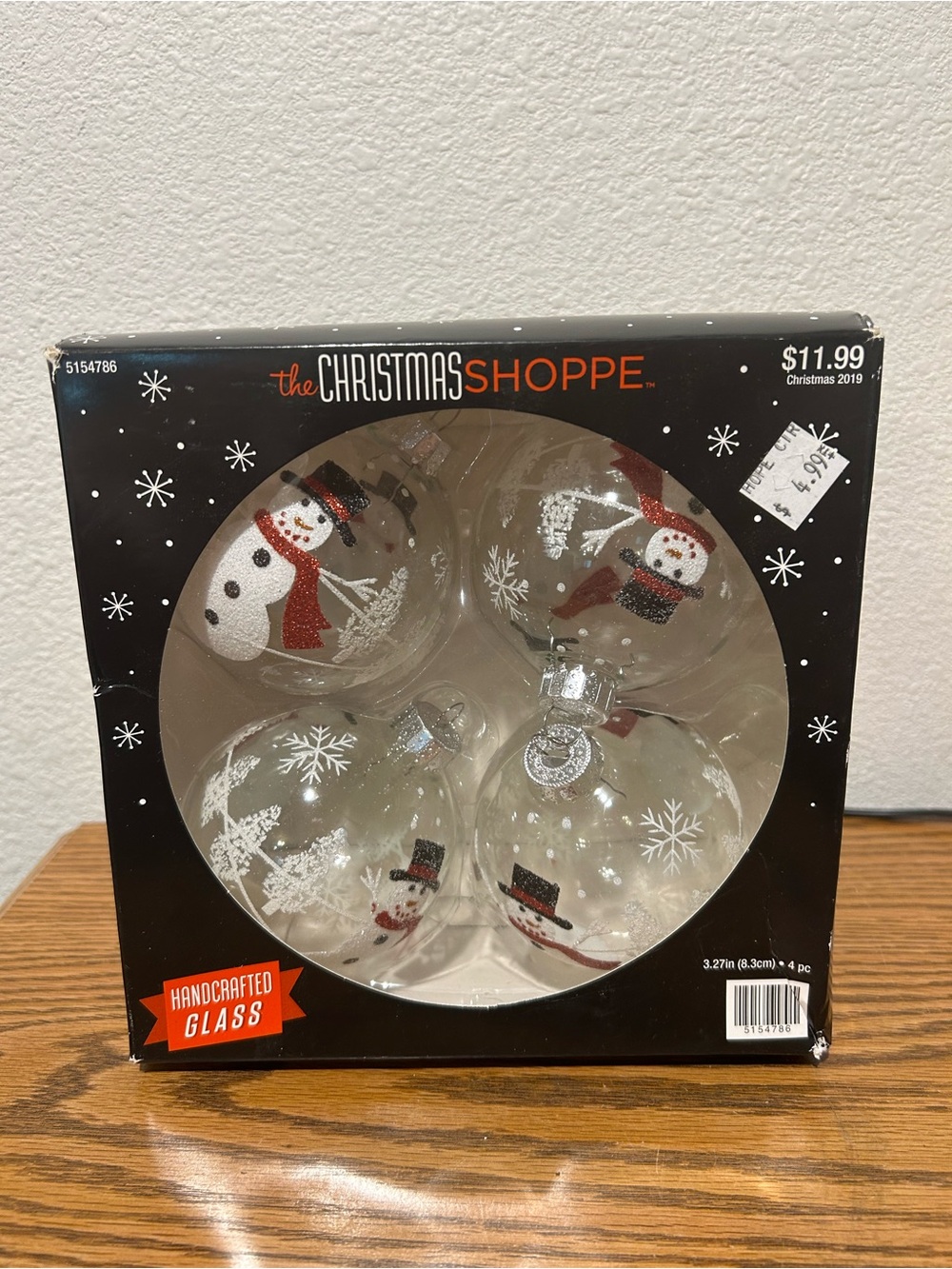 The Christmas Shoppe Clear Glass Snowman Ornaments - Set of 4